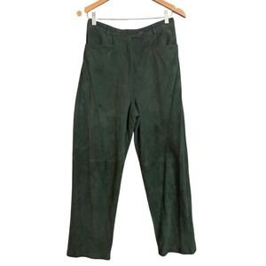 Vintage Talbots Women's Dark Green Suede Leather Pants Size 8 Korea